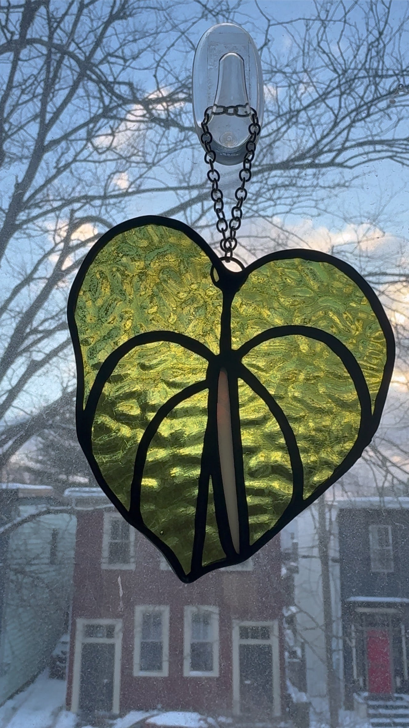 Anthurium Suncatcher Stained Glass Pattern