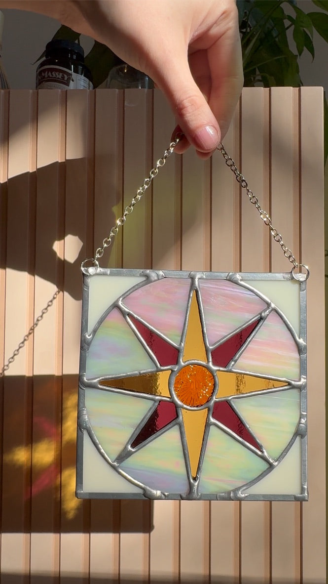 Mariner's Compass Stained Glass Pattern