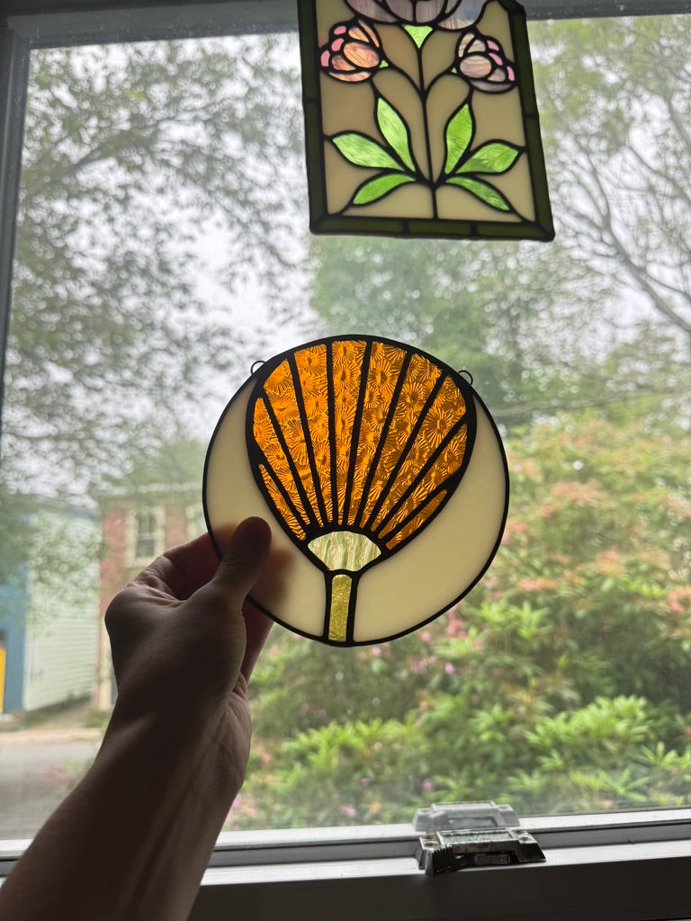 Japanese Uchiwa Fan Stained Glass Pattern