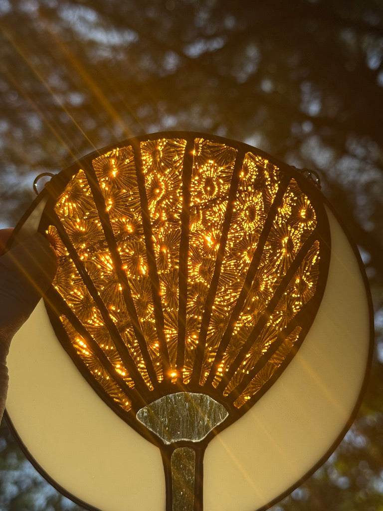 Japanese Uchiwa Fan Stained Glass Pattern