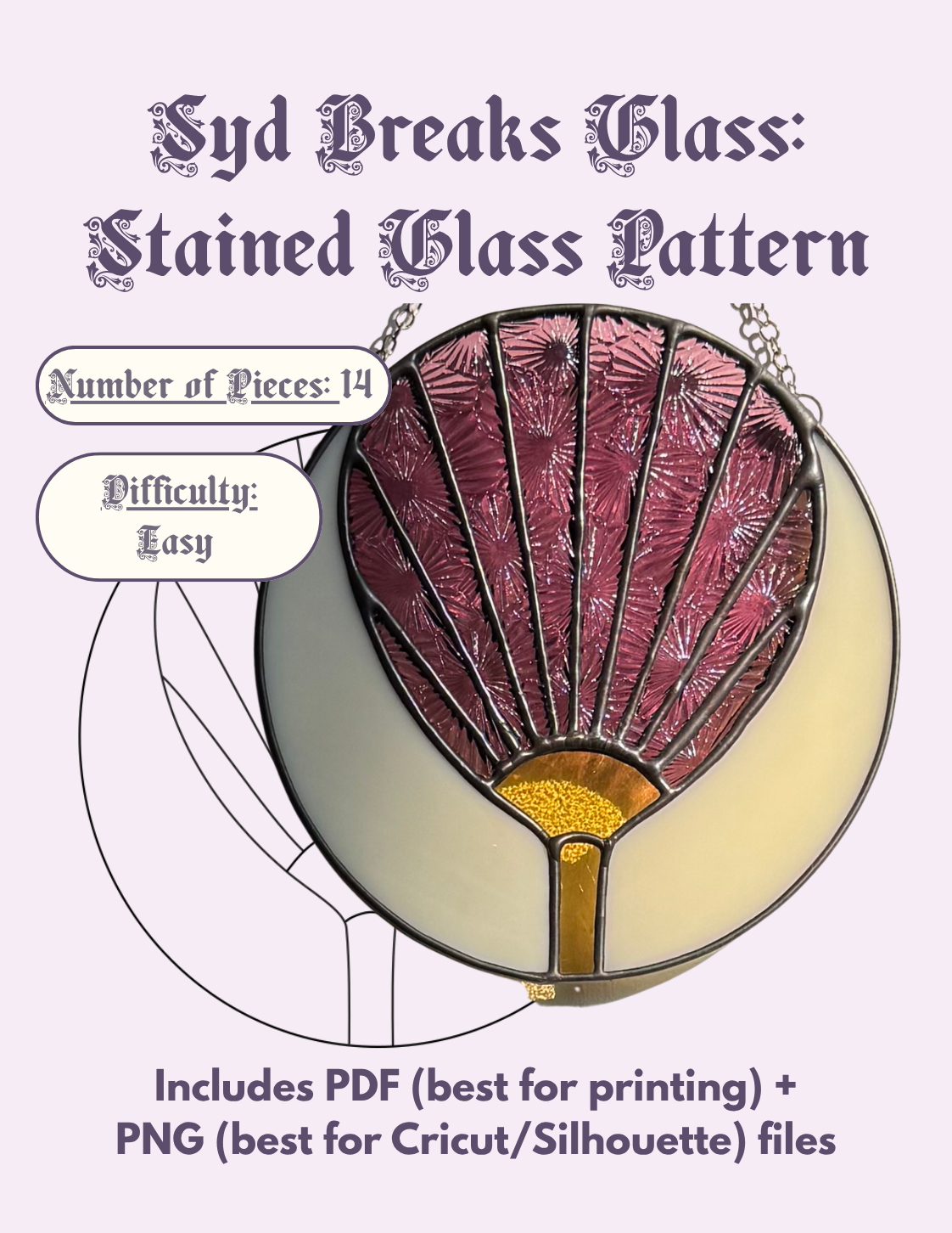 Japanese Uchiwa Fan Stained Glass Pattern