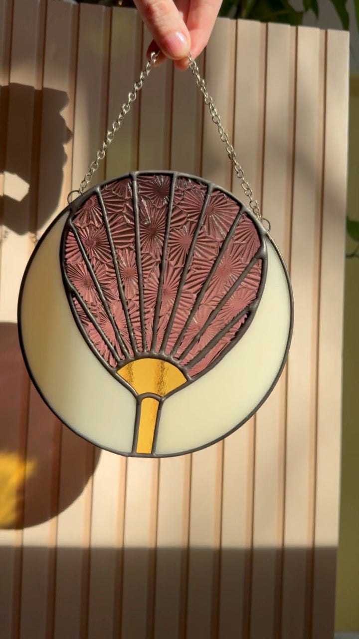 Japanese Uchiwa Fan Stained Glass Pattern